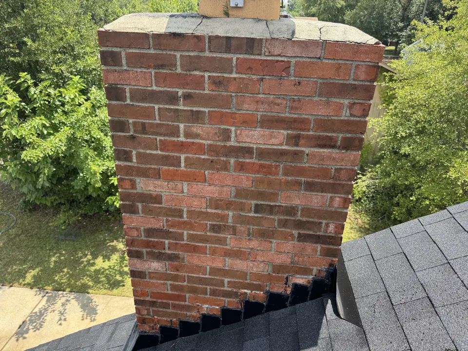 Red brick chimney after cleaning